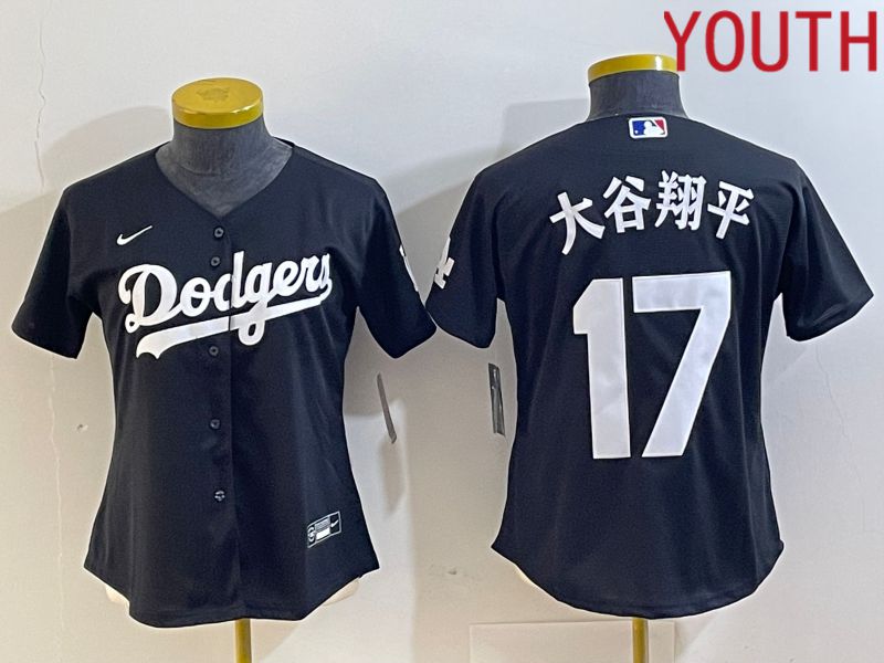 Youth Los Angeles Dodgers 17 Ohtani Black Nike Game MLB Jersey style 5